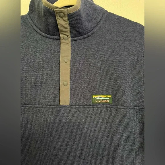 L.L. Bean Men's Heathered Blue Turtleneck Sweater - Picture 4 of 5